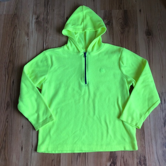 OLD NAVY Pullover Fleece Hoodie Shirt 1/2 Zip Pockets Medium Yellow Boy’s UNISEX - Picture 1 of 11